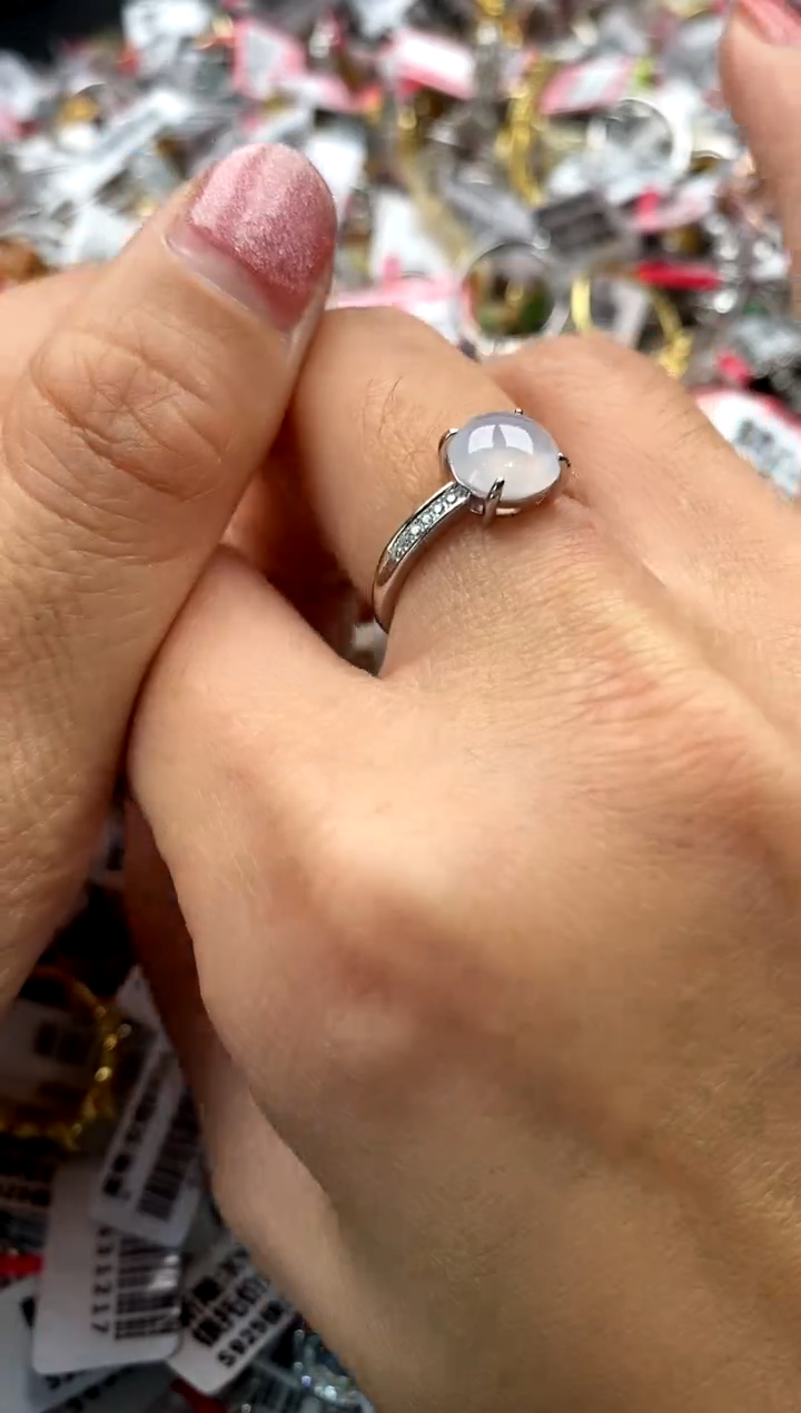 【闪购商品】翡翠戒指银S925镶嵌666666666     5