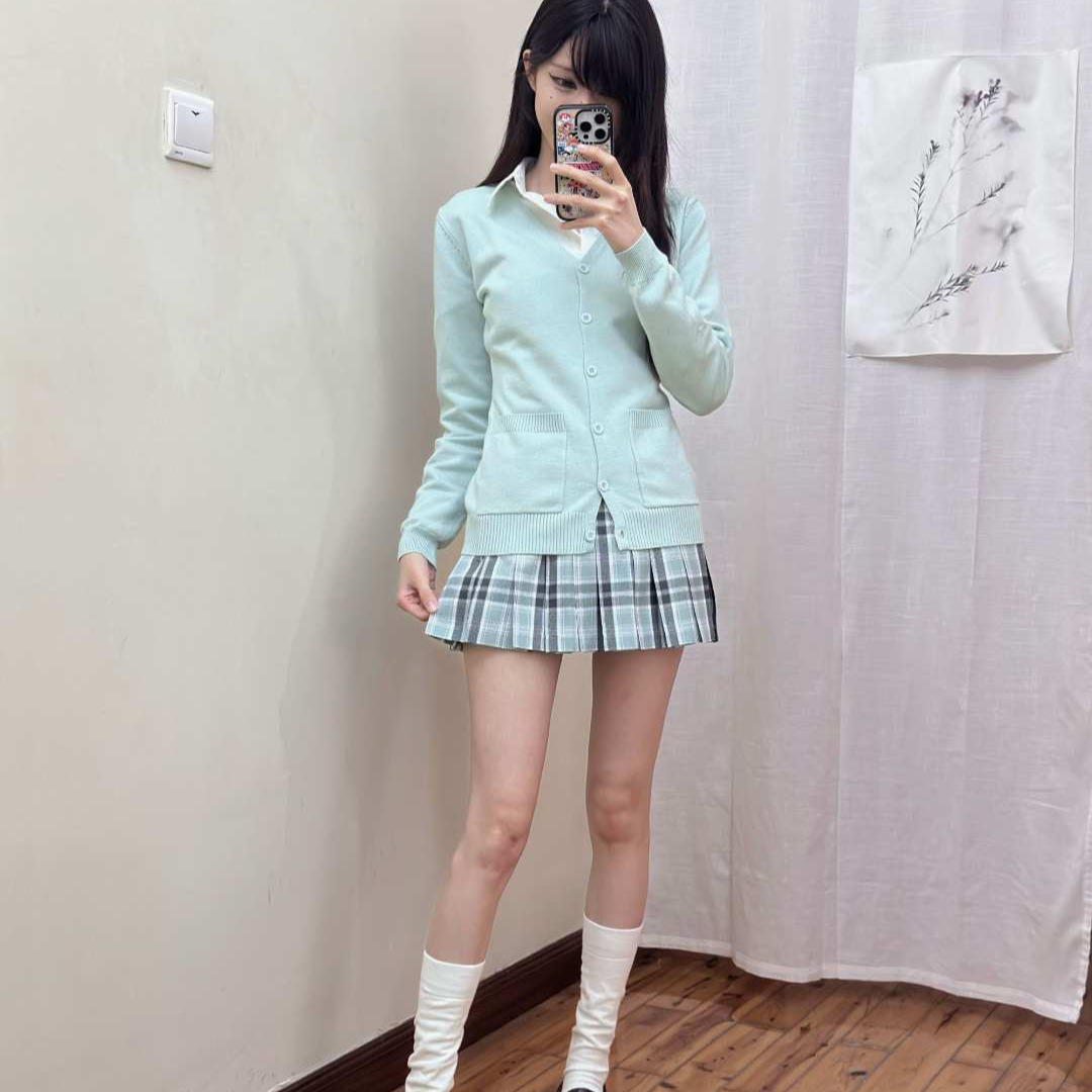 麻薯物语原创jk制服收腰开衫毛衣紧身高弹涩谷辣妹百搭学姐毛衣