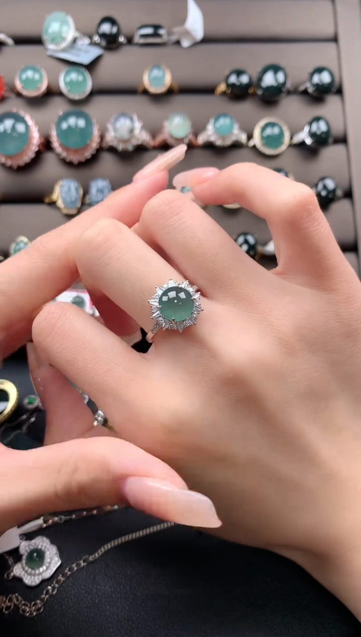 【闪购商品】翡翠戒指银S925镶嵌3213123