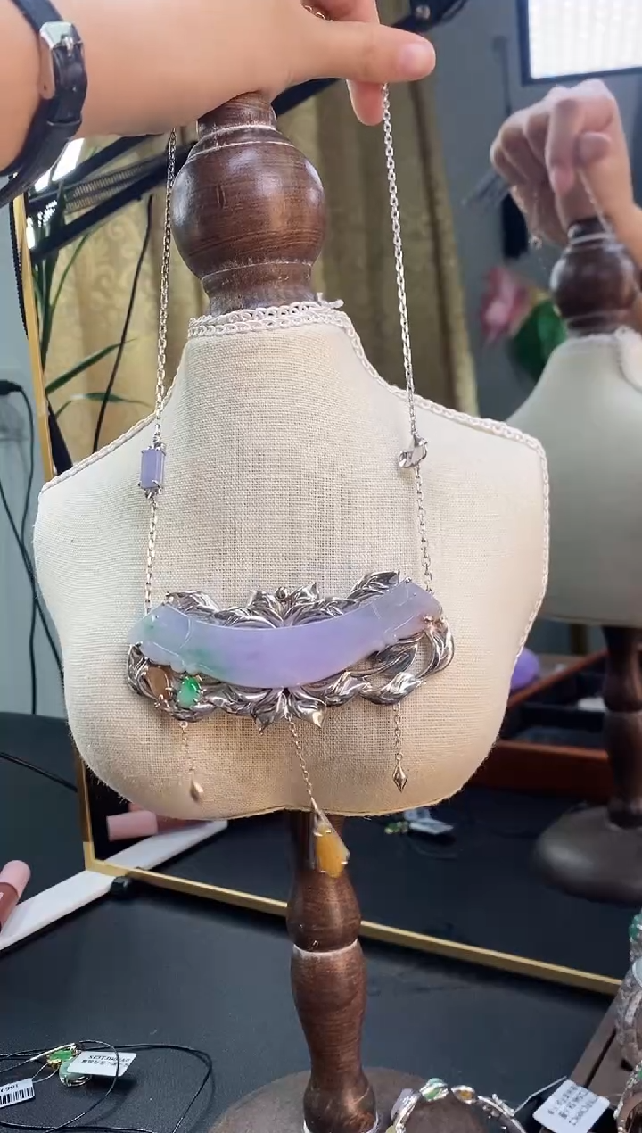 颈饰银S925镶嵌翡翠14026