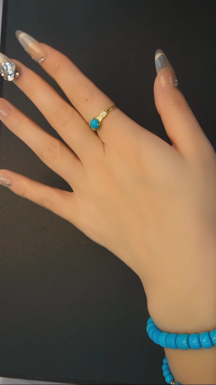 【闪购商品】绿松石戒指银S925镶嵌发货一件