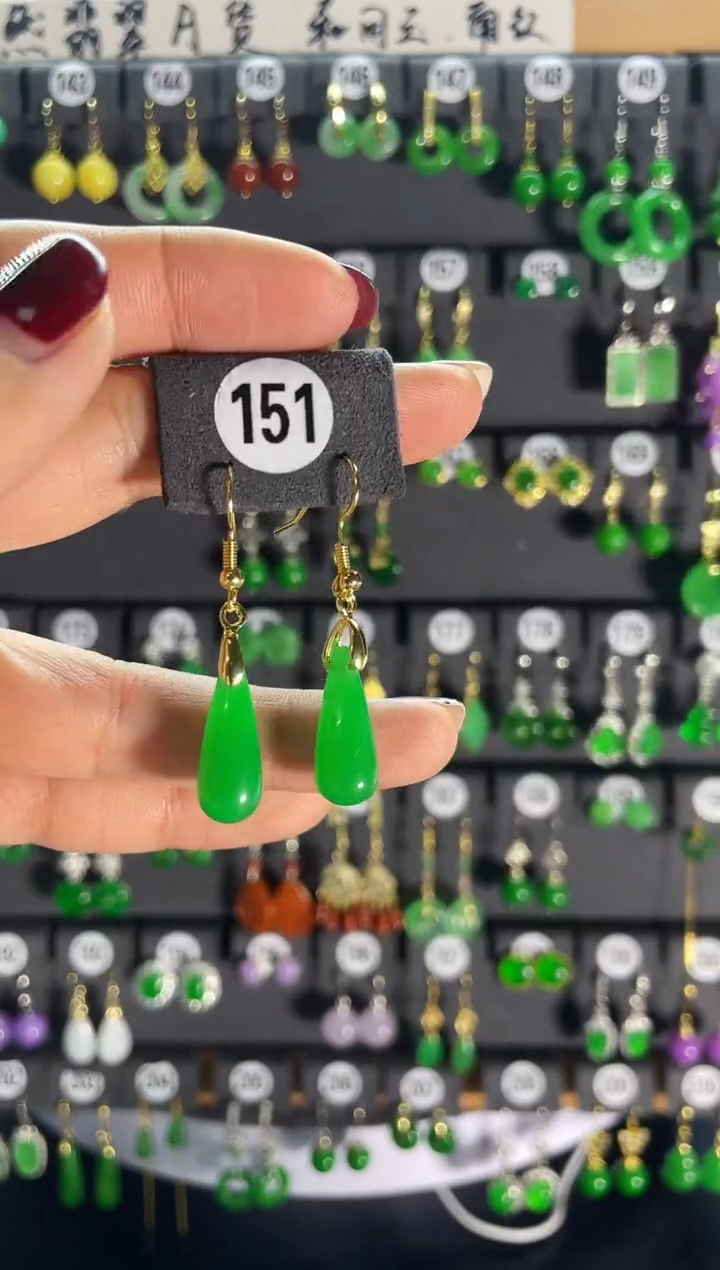 【闪购商品】翡翠耳饰银S925镶嵌151..