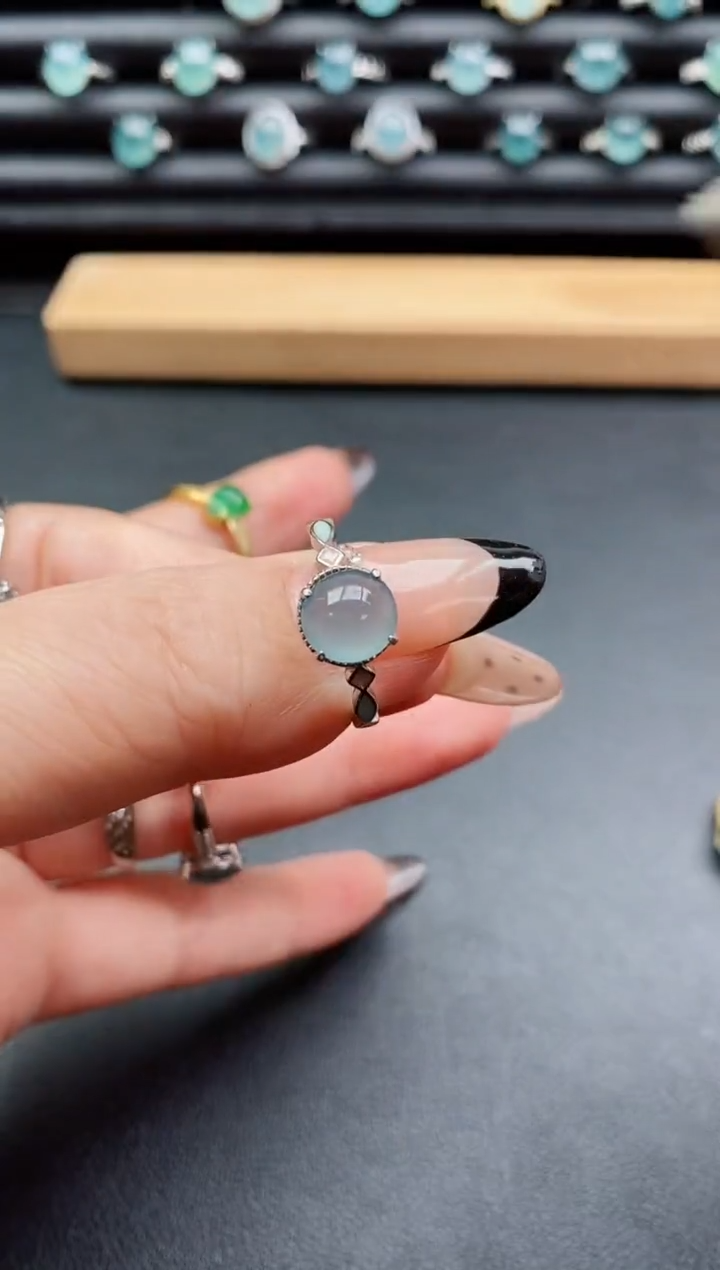 银S925镶嵌戒指翡翠1