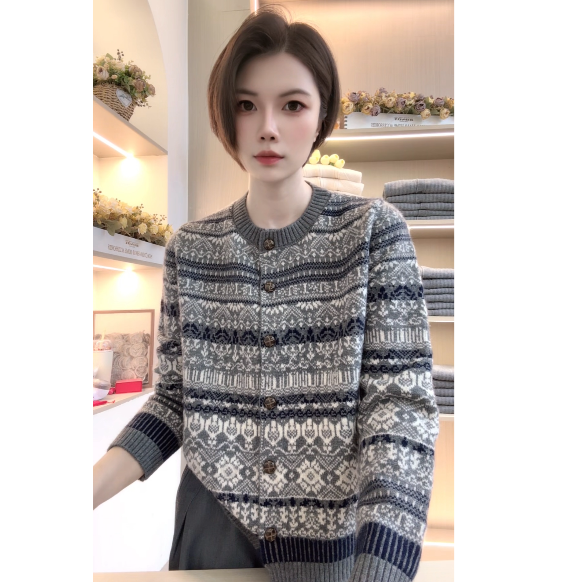 [编码A76]妮妮家2025秋冬厚宽松百搭毛衣外套