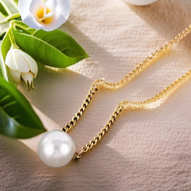 钛钢项链 冷淡风珍珠锁骨项链单珠项链材质优雅风法式