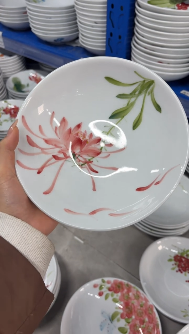 瓷片景德镇高温陶瓷食品级手绘釉中彩-圆深盘