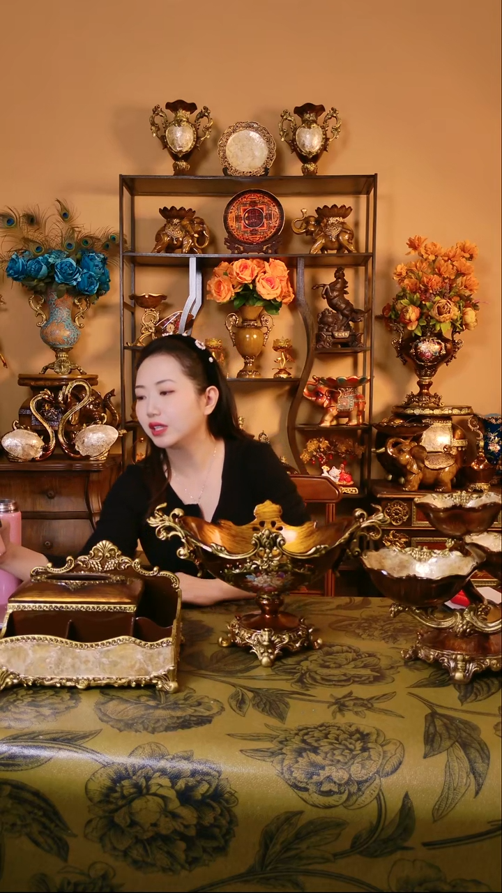 树脂繁花大果盘+三头果盘+贝壳大纸巾盒