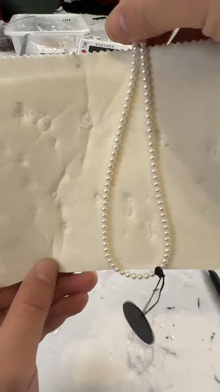 项链银S925镶嵌淡水珍珠4-5mm 爱心尾链-孤品