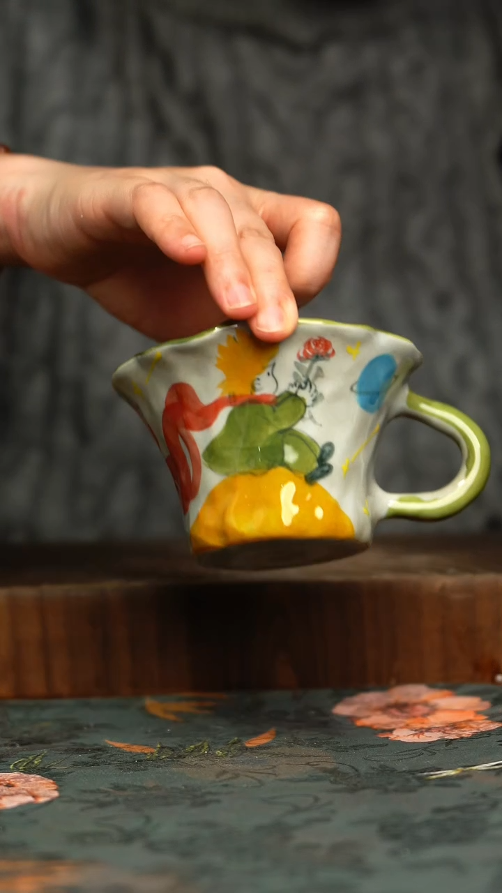 杯釉下彩手工手绘同款陶器