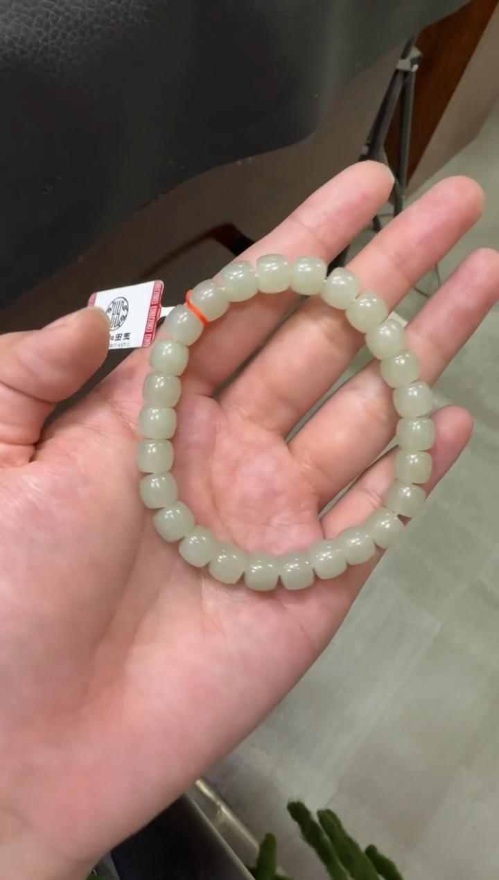 未镶嵌手串和田玉近矿高清白直切手串 （产地直发）