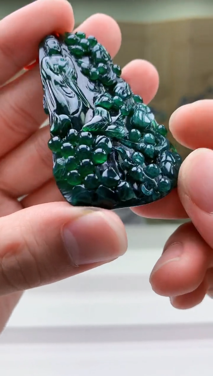 【闪购商品】定制翡翠未镶嵌4812bb-毛货挂件59