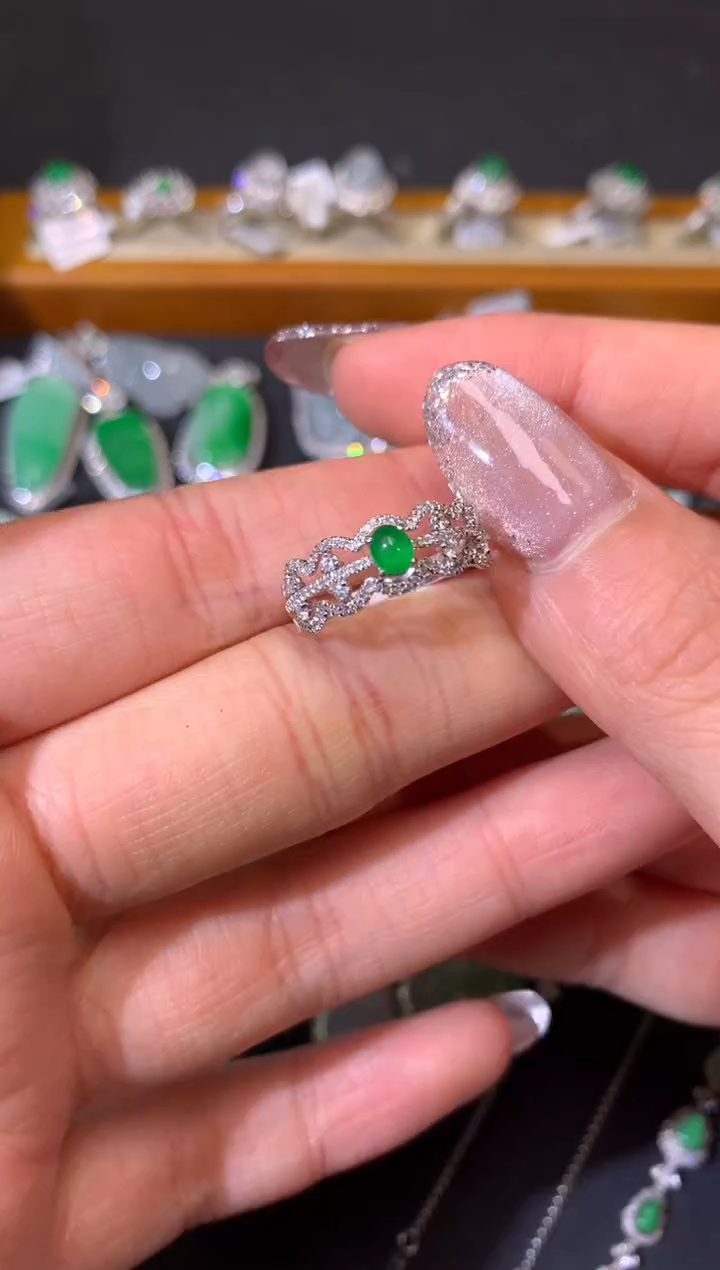 【闪购商品】翡翠18K金镶嵌吊坠(不含链)戒指