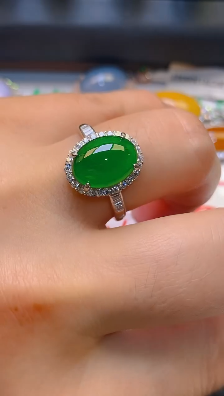 【闪购商品】翡翠耳饰银S925镶嵌天然A货1翡翠1