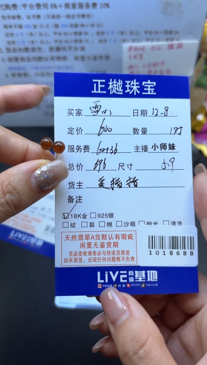 未镶嵌翡翠耳饰雪*ZYZB-1018688