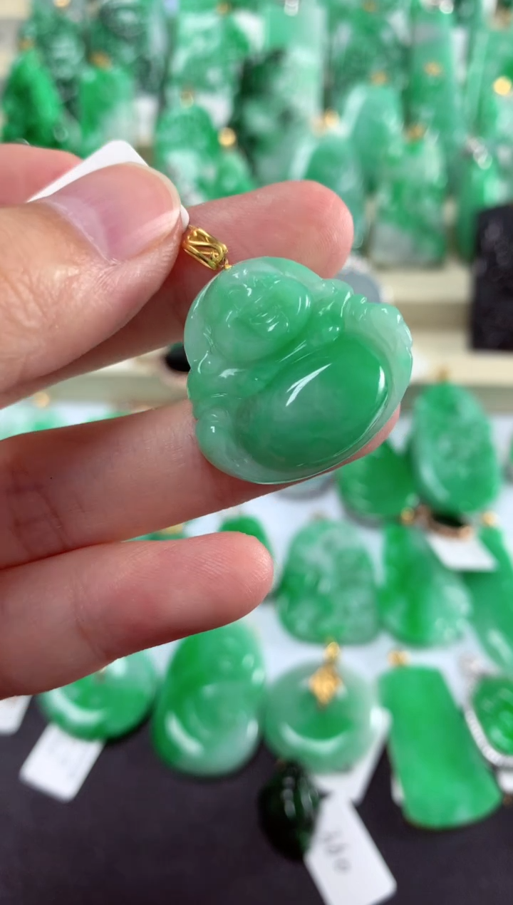 翡翠18K金镶嵌吊坠(不含链)就
