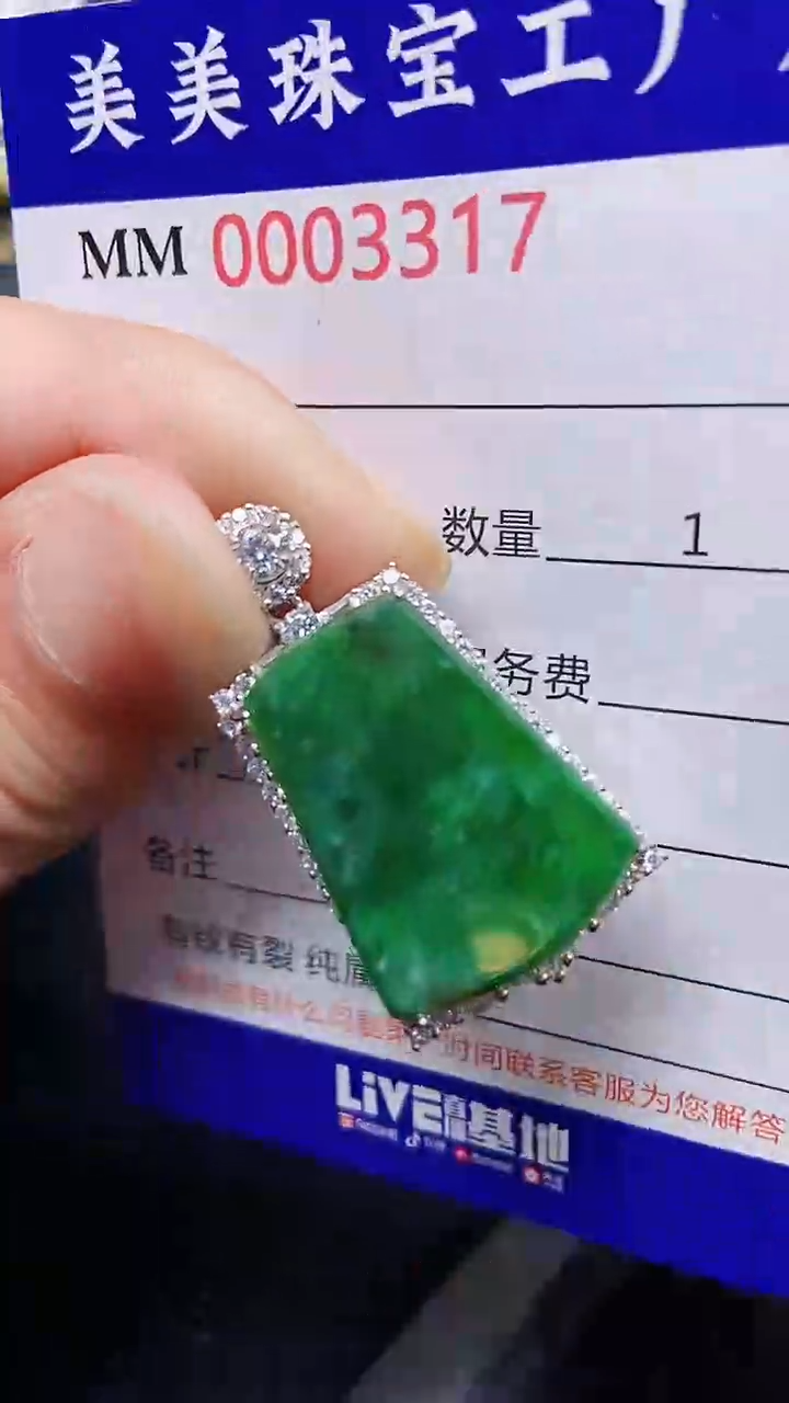 颈饰银S925镶嵌翡翠3317