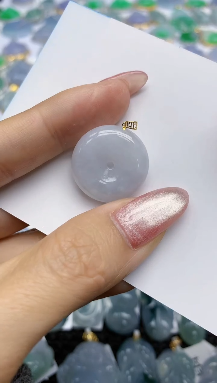 【闪购商品】翡翠挂件18K金镶嵌天然翡翠A货