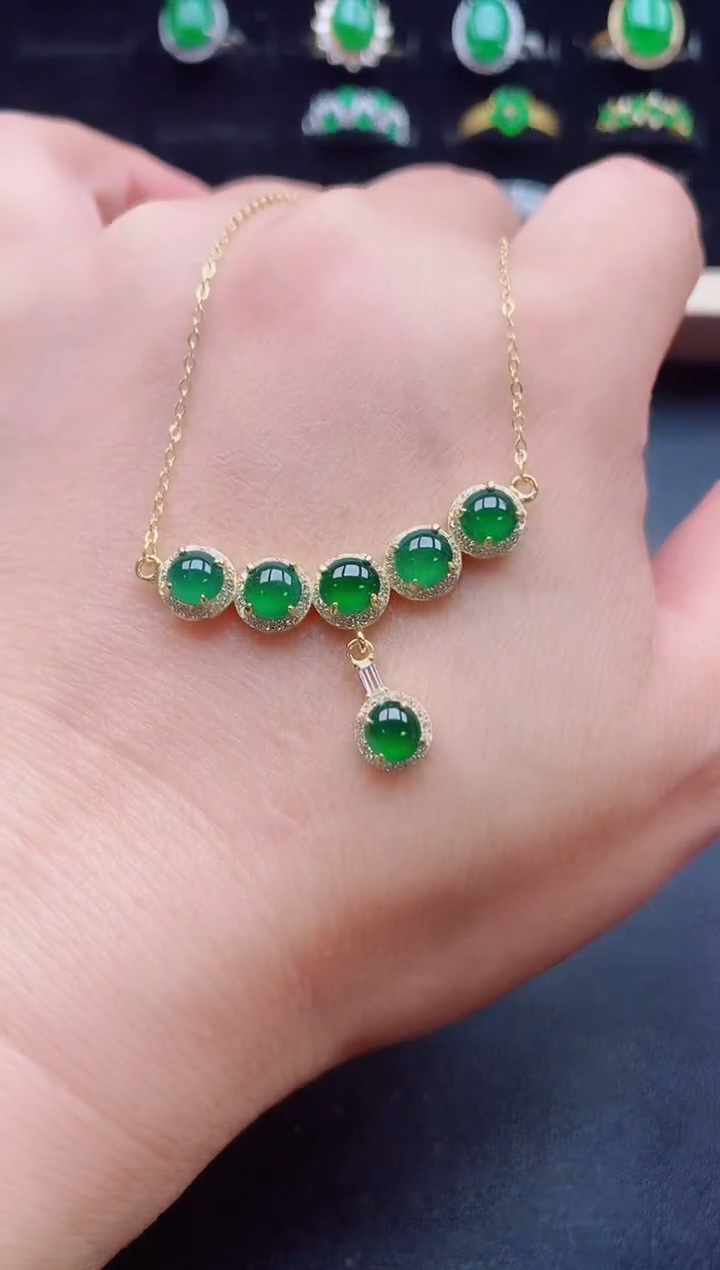 【闪购商品】翡翠吊坠(赠链)银S925镶嵌21321