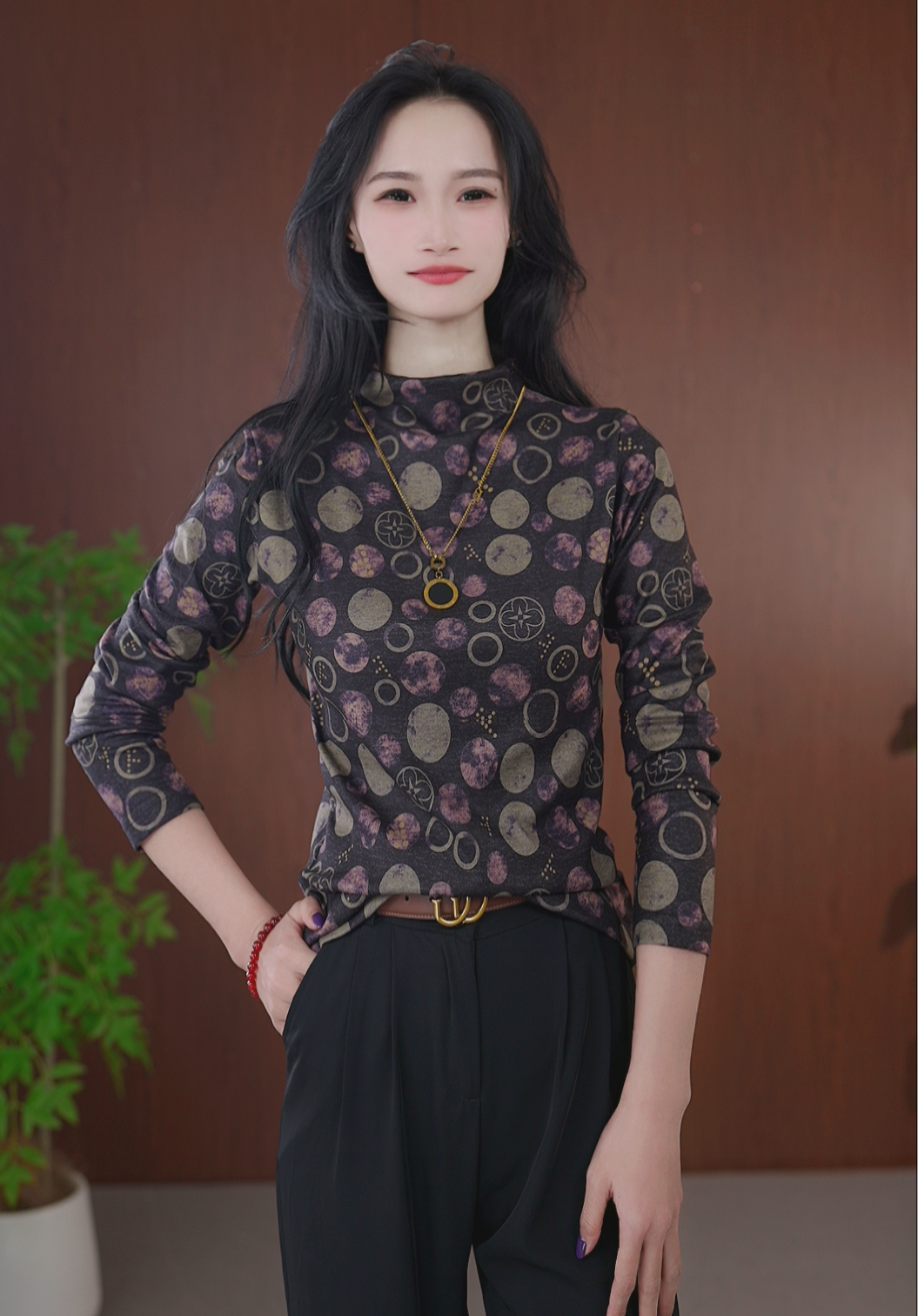 【出口原单】澳绒秋冬2025新款半高领高端长袖上衣打底衫女