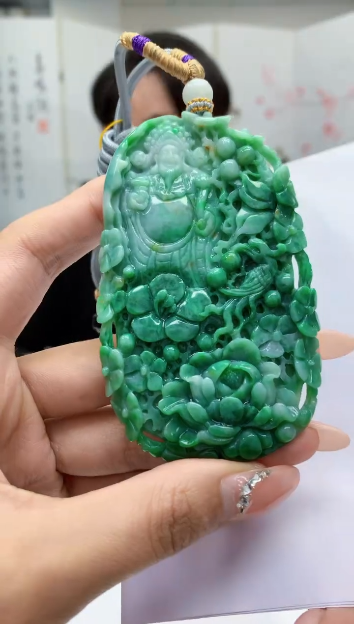 【闪购商品】定制翡翠未镶嵌5060MM-毛货挂件93