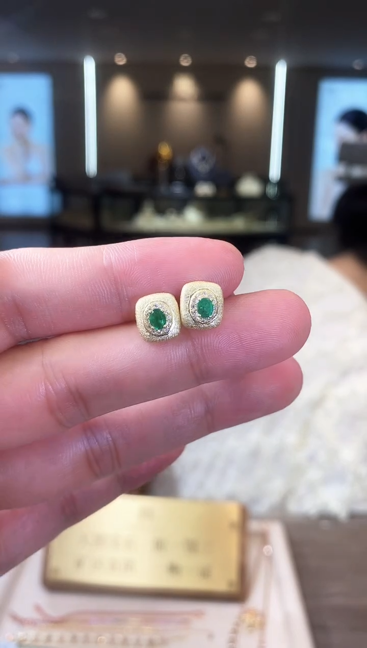 【闪购商品】祖母绿耳饰银S925镶嵌09