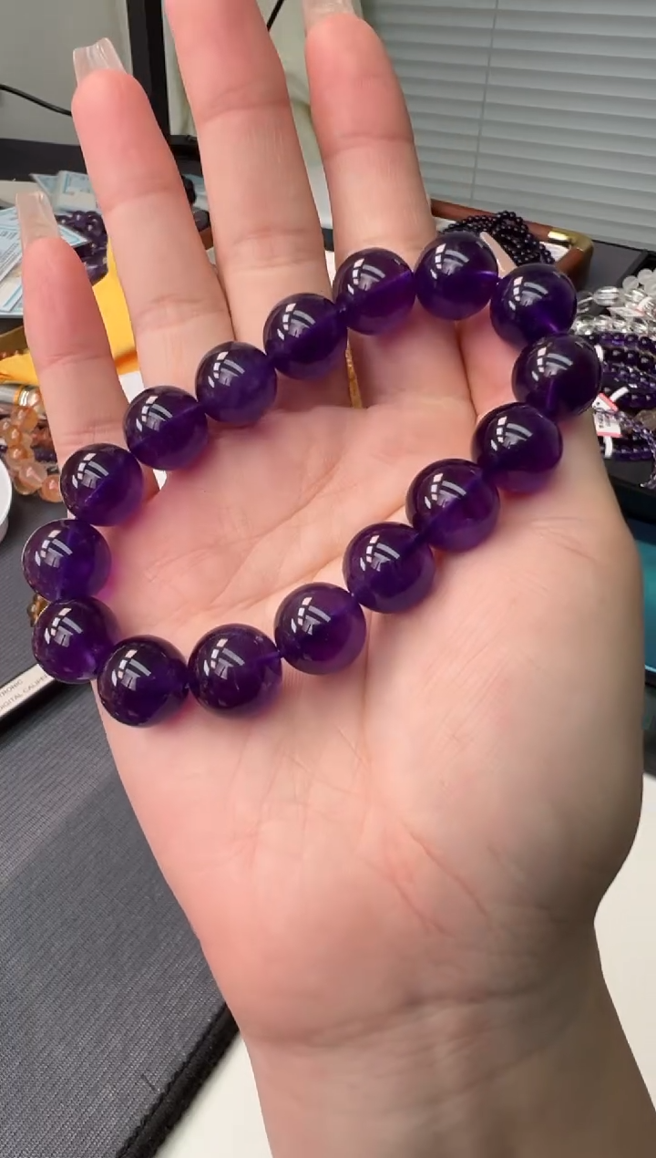 未镶嵌手链紫晶乌拉圭紫水晶13m+