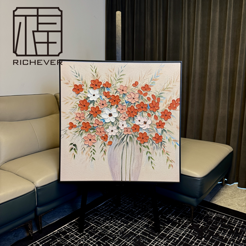 【繁花物语】手绘立体肌理油画现代简约百搭客厅玄关多用装饰画