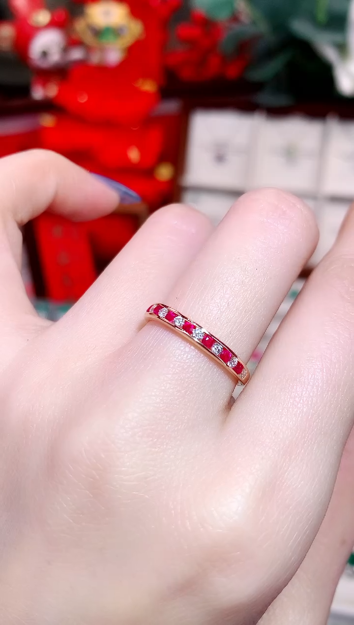 【闪购商品】红宝石戒指18K金镶嵌0.15ct/天然宝石/七天无理由