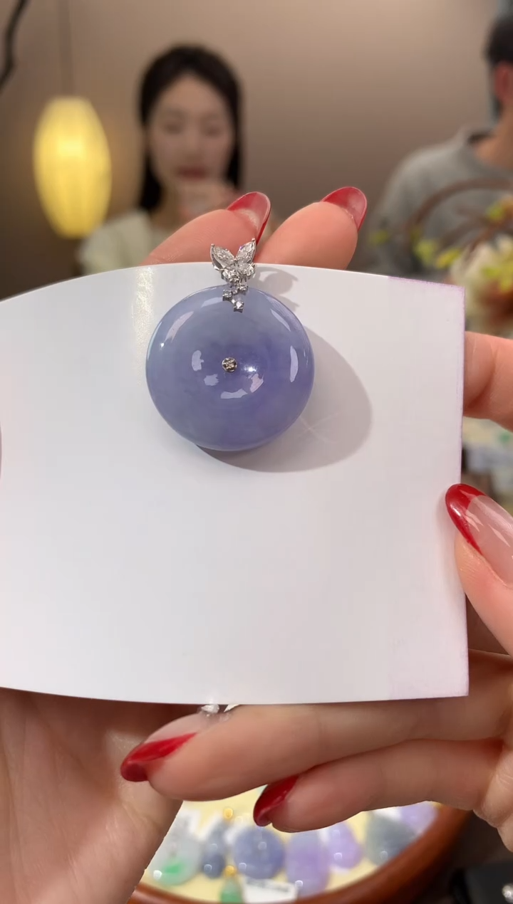 【闪购商品】翡翠颈饰18K金镶嵌天然缅甸a货翡翠