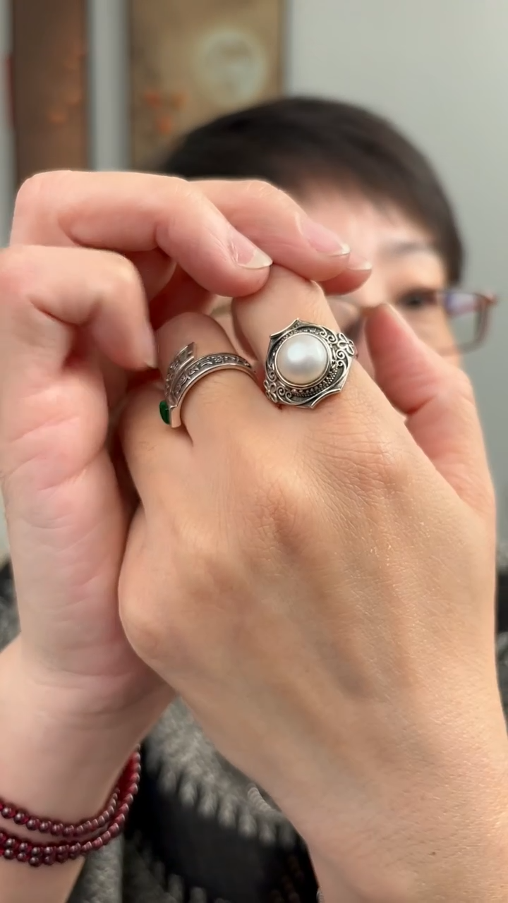 无925银纯银戒指珠厚68