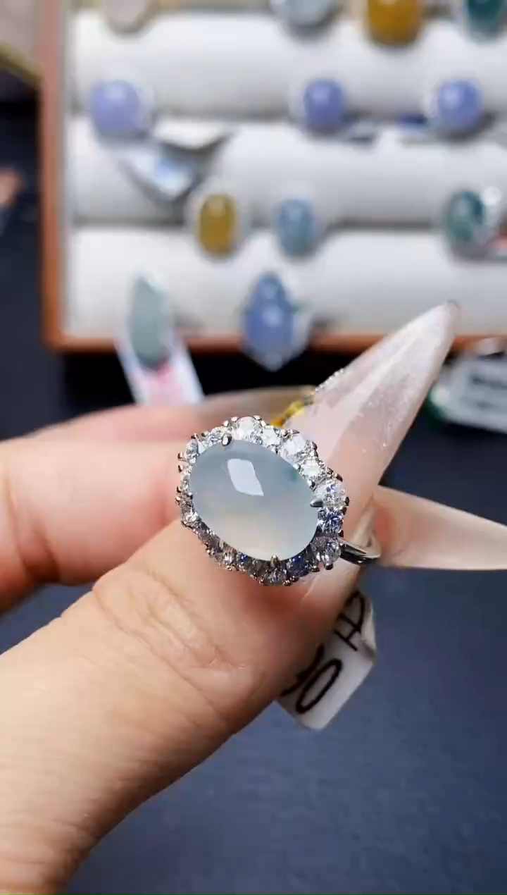 银S925镶嵌戒指翡翠0086