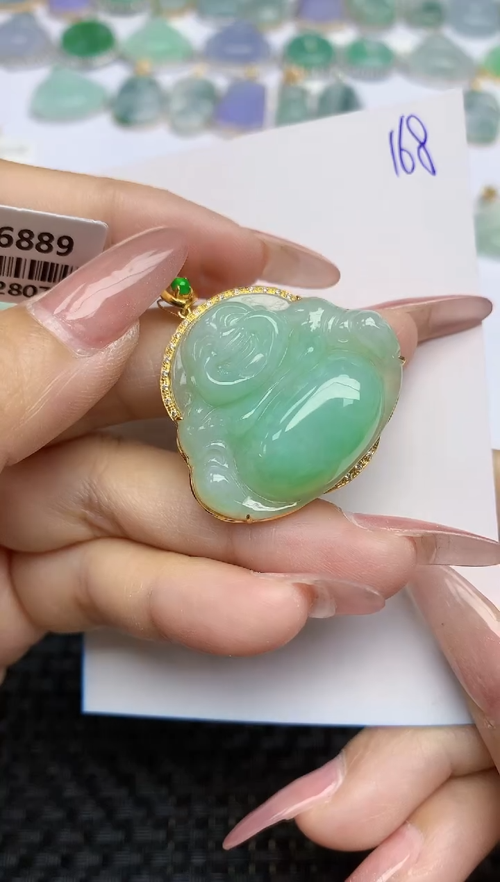 【闪购商品】翡翠颈饰18K金镶嵌天然A货翡翠 168