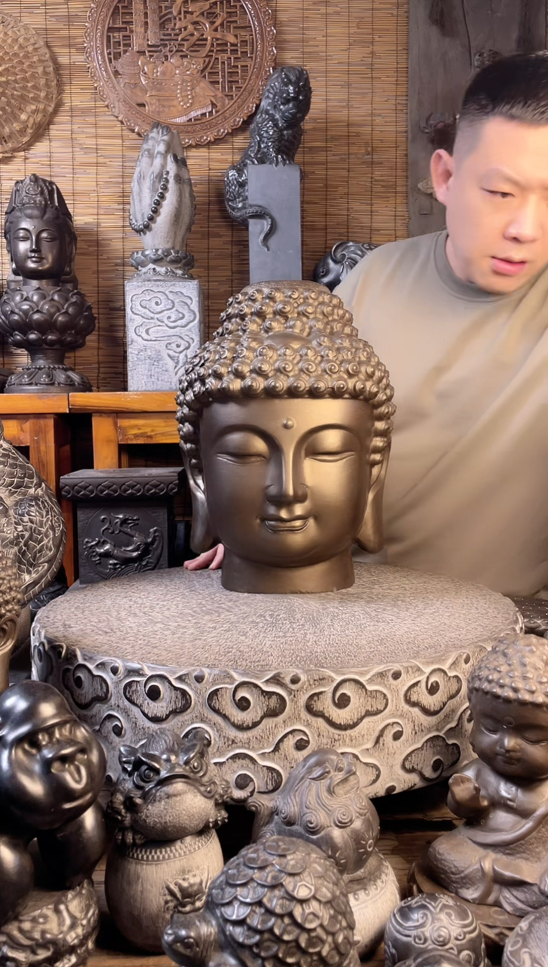 【闪购商品】40佛头天然青石雕刻