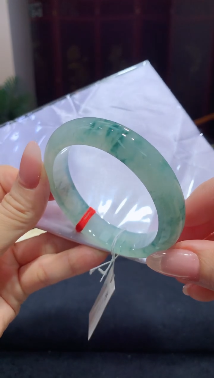 翡翠手镯未镶嵌冰飘蓝花58