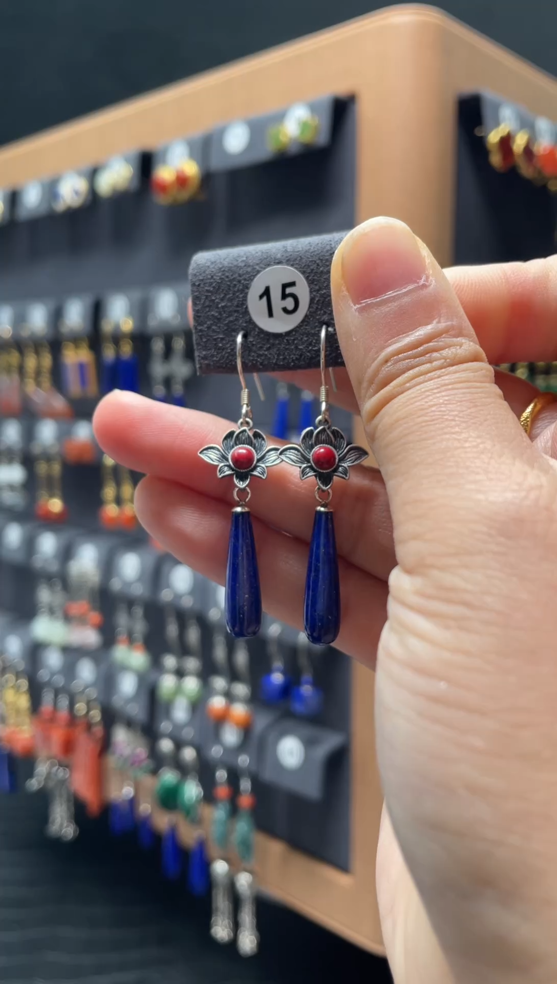 【闪购商品】青金石耳饰银S925镶嵌0015