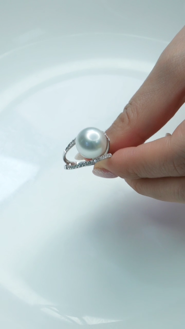【闪购商品】海水珍珠戒指18K金镶嵌海水澳白珍珠戒指
