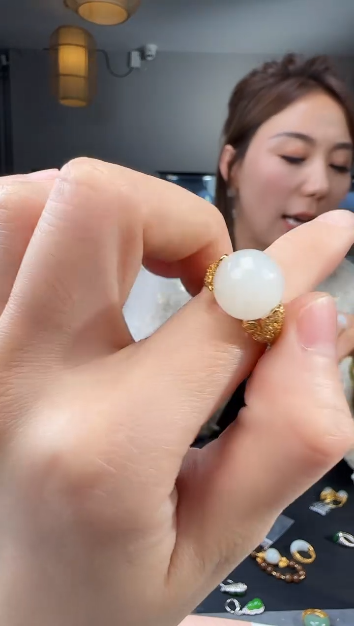 和田玉戒指银S925镶嵌1