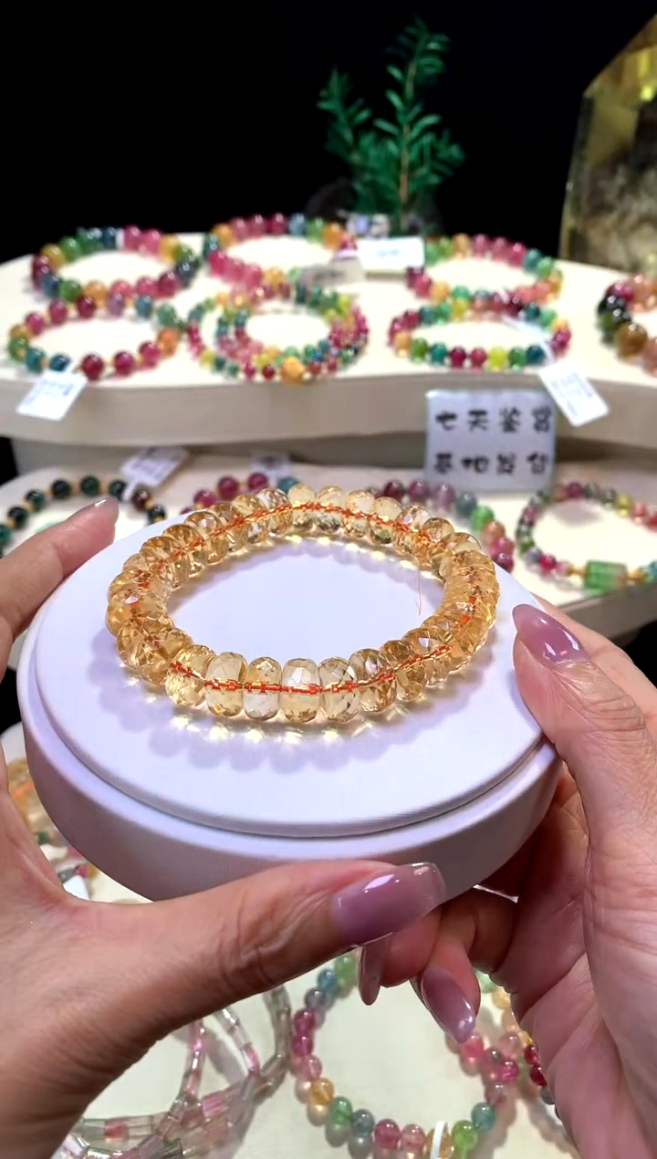 【闪购商品】黄晶手链未镶嵌【梦源珠宝】天然水晶单圈手链