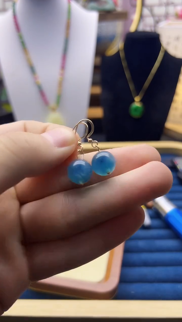 【闪购商品】翡翠耳饰14K金镶嵌E359