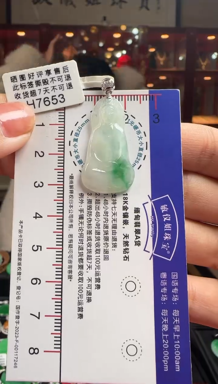 【闪购商品】翡翠颈饰18K金镶嵌H7653观音
