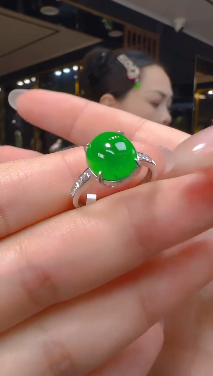 银S925镶嵌戒指翡翠006(多样性发货发其一)