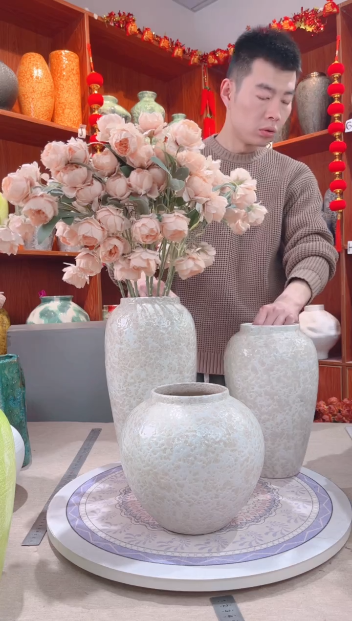【闪购商品】瓶茶白三件套   陶瓷花瓶 无花