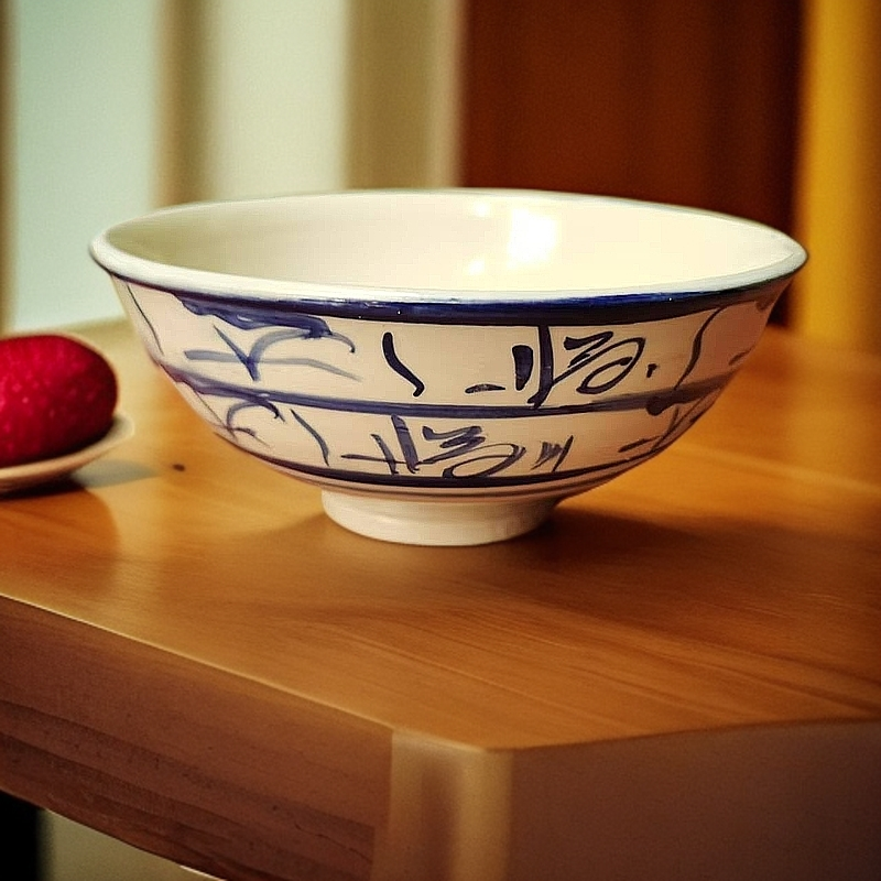 【瑕品】耀州窑陈炉老厂有暇老工艺手工九福碗 老货暇重慎拍