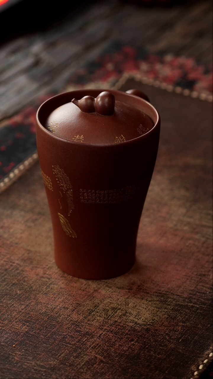 茶杯紫砂非遗茶器-心经盖杯