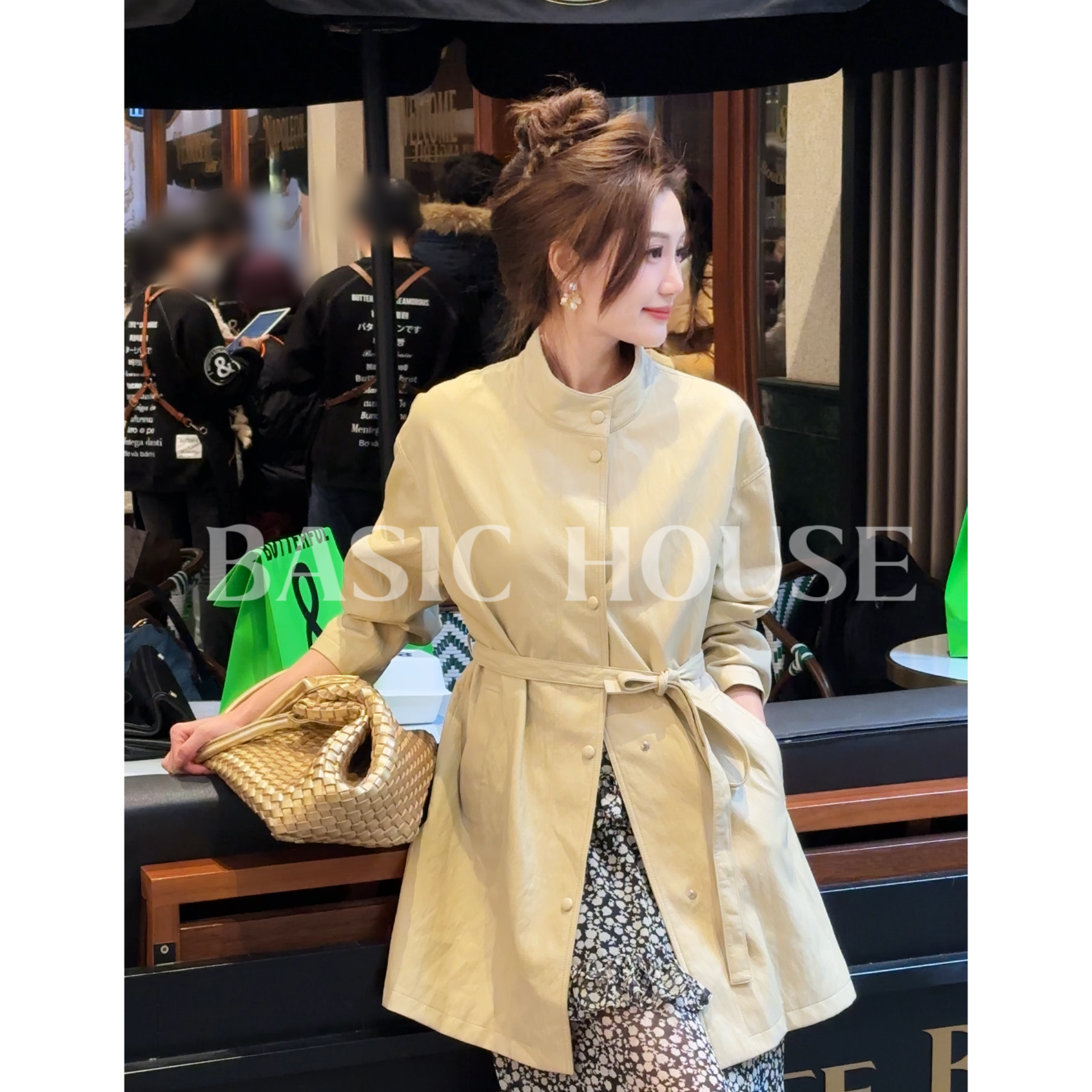 Basic House/百家好2025春季夏季极简纯色显瘦设计皮衣女