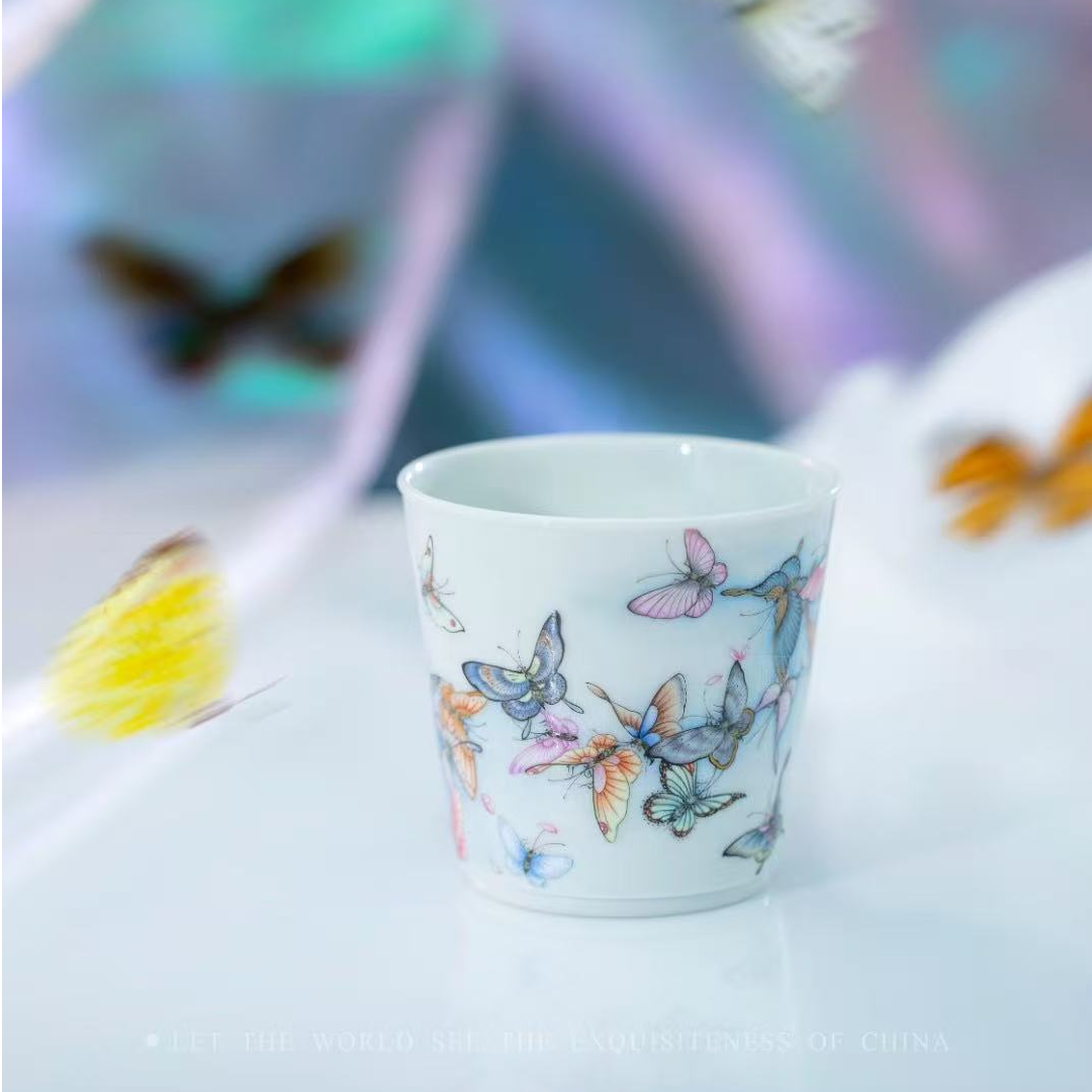 艺林堂藏珍系列叠晶彩迷梦蝶小可乐杯