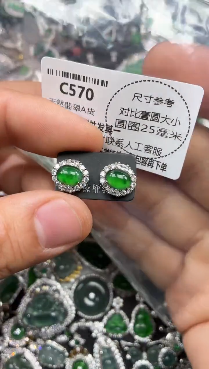 颈饰未镶嵌翡翠C570耳钉