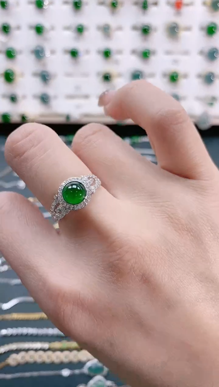 【闪购商品】翡翠戒指银S925镶嵌天然翡翠