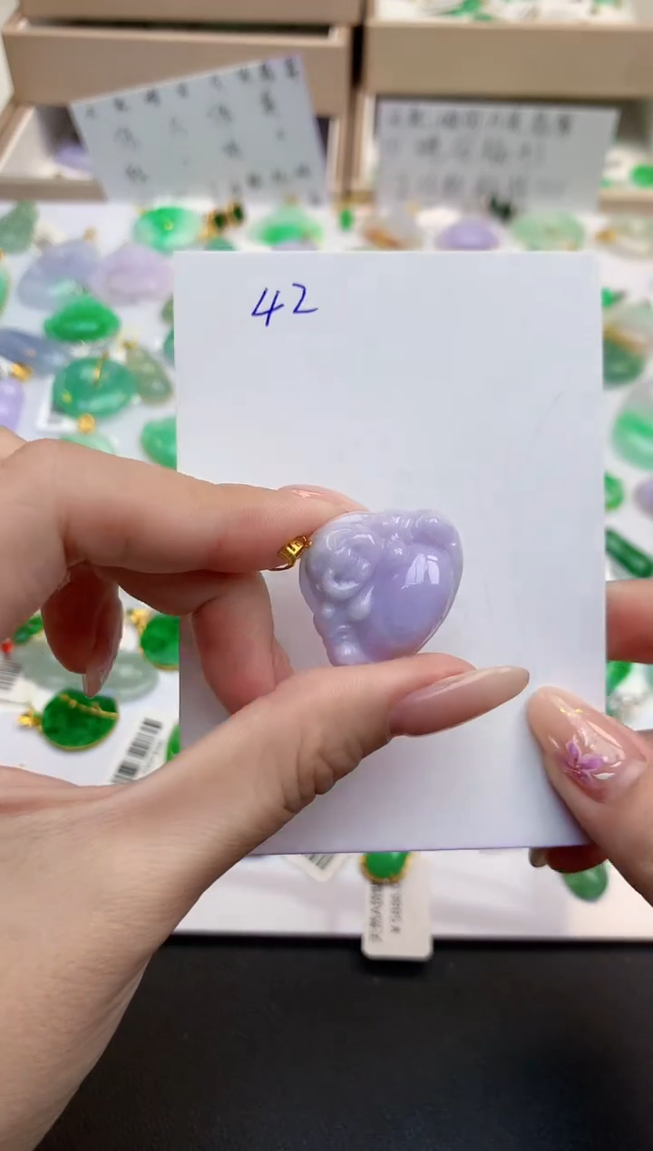 颈饰18K金镶嵌翡翠天然缅甸A货翡翠