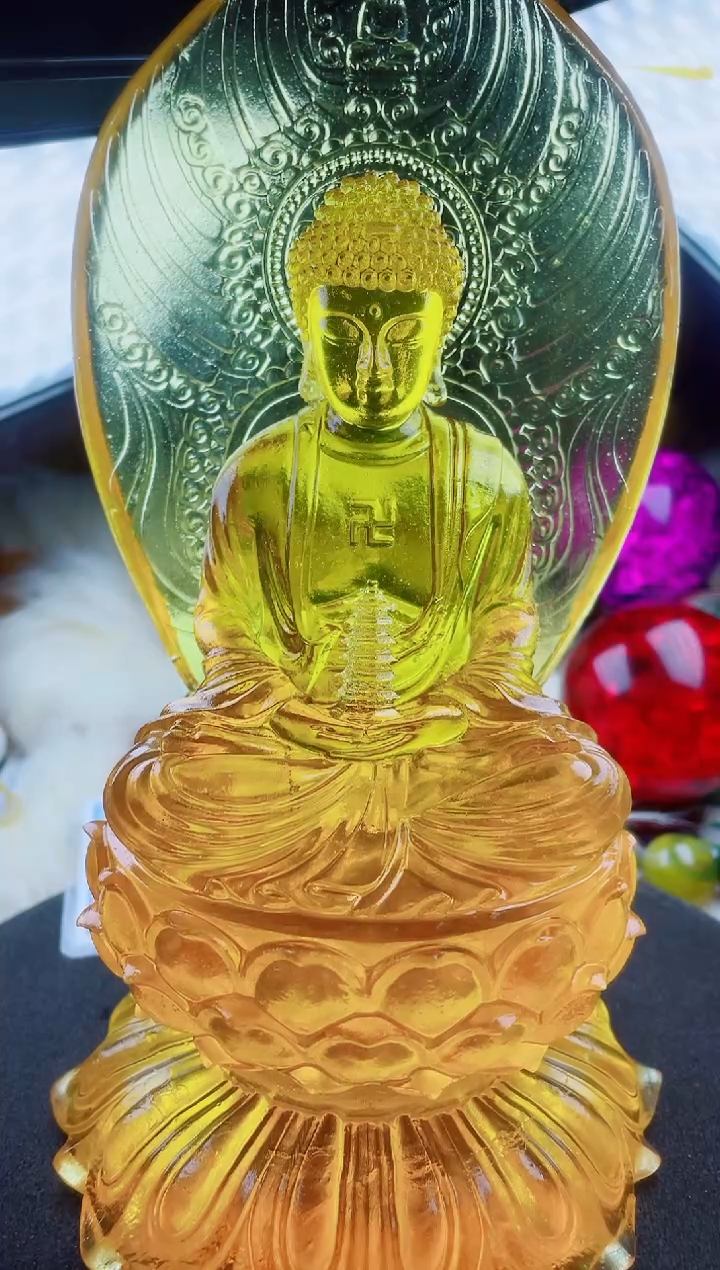 未镶嵌金珀珠宝奇石金珀佛祖摆件